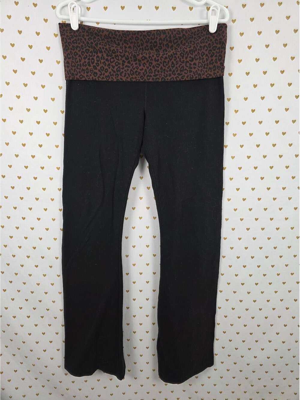 Victorias Secret PINK Cheetah Leopard Flare Foldover Yoga Pants Large